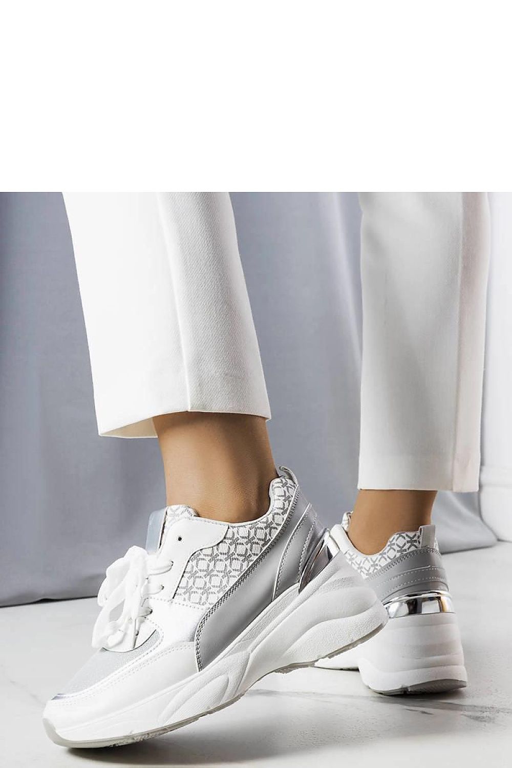 grey lace sneakers detail view