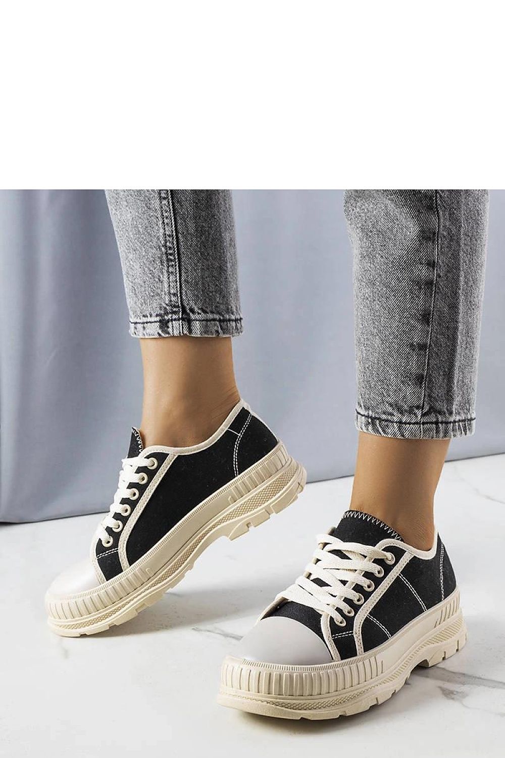 black lace sneakers front view