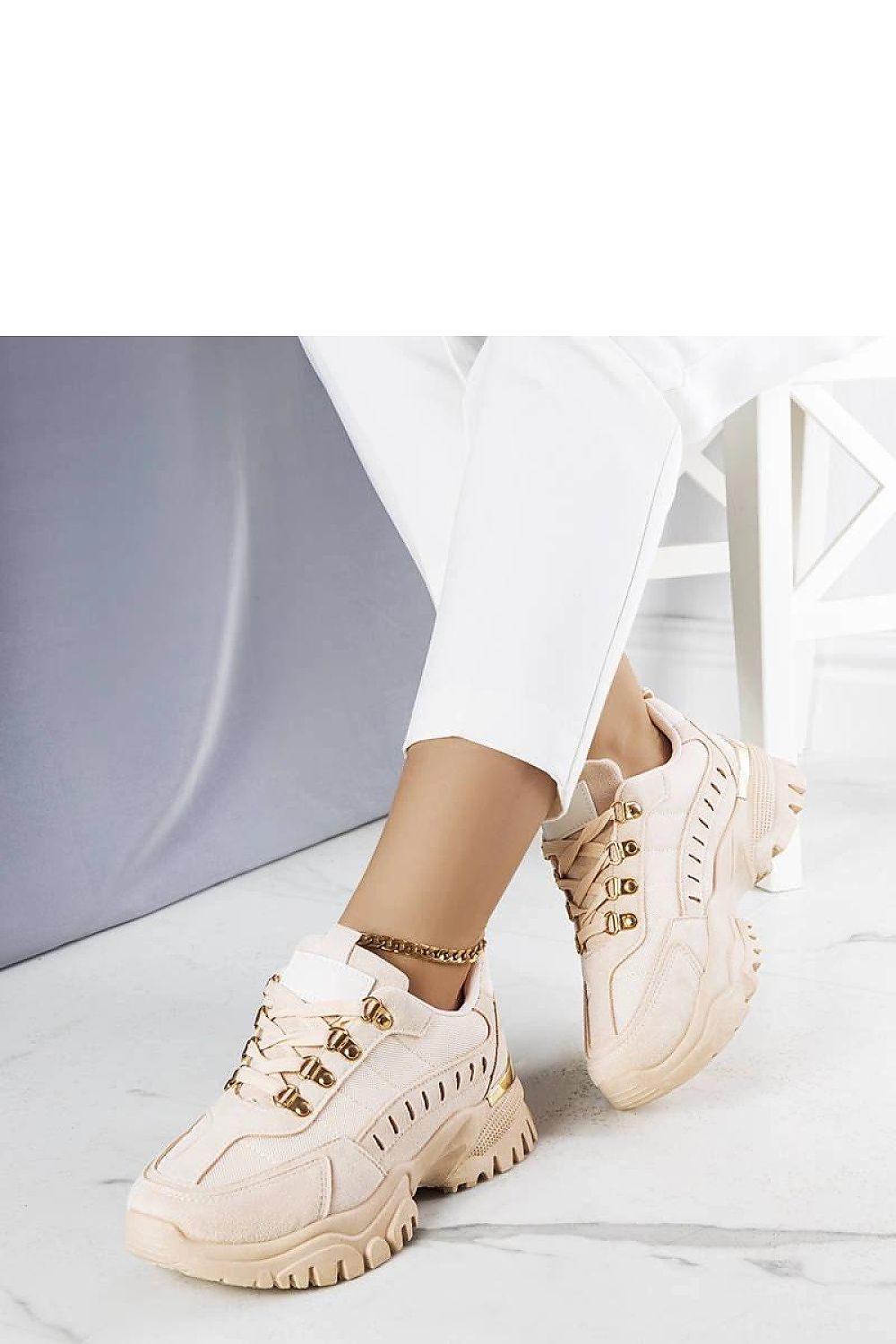 beige lace sneakers alternate angle