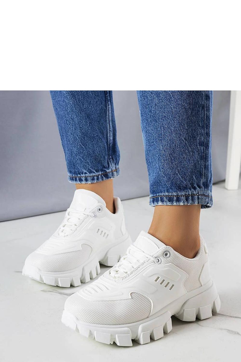 white lace sneakers front view