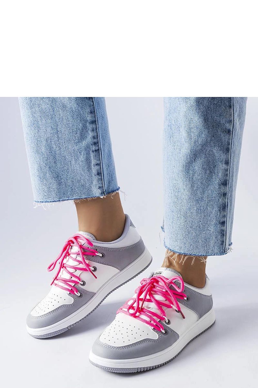 white lace sneakers front view