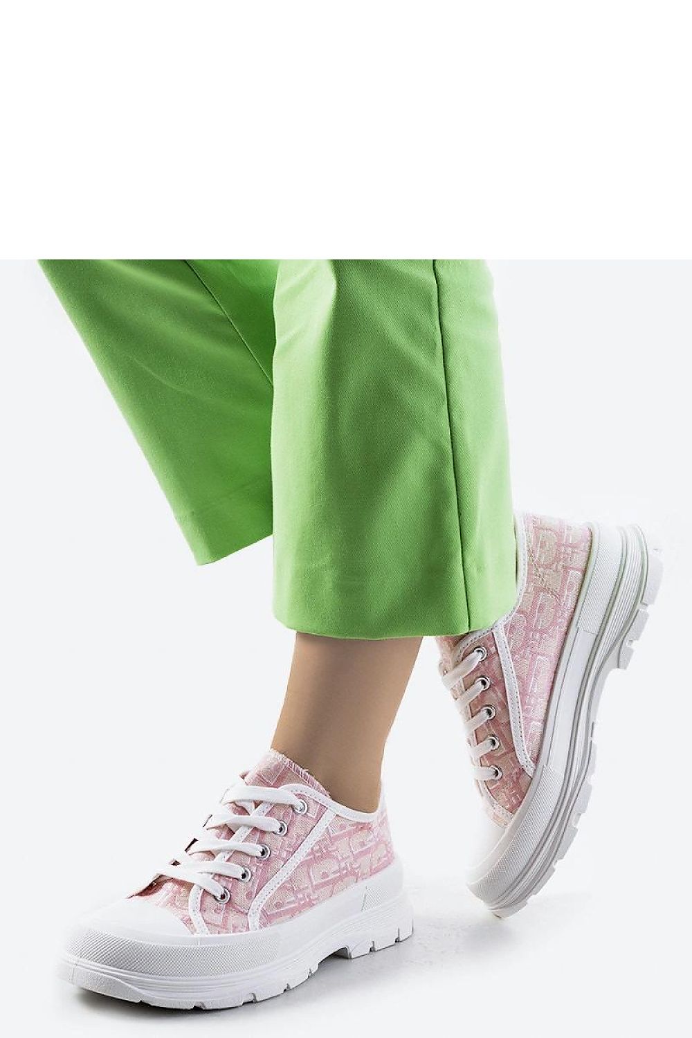 pink lace sneakers back view
