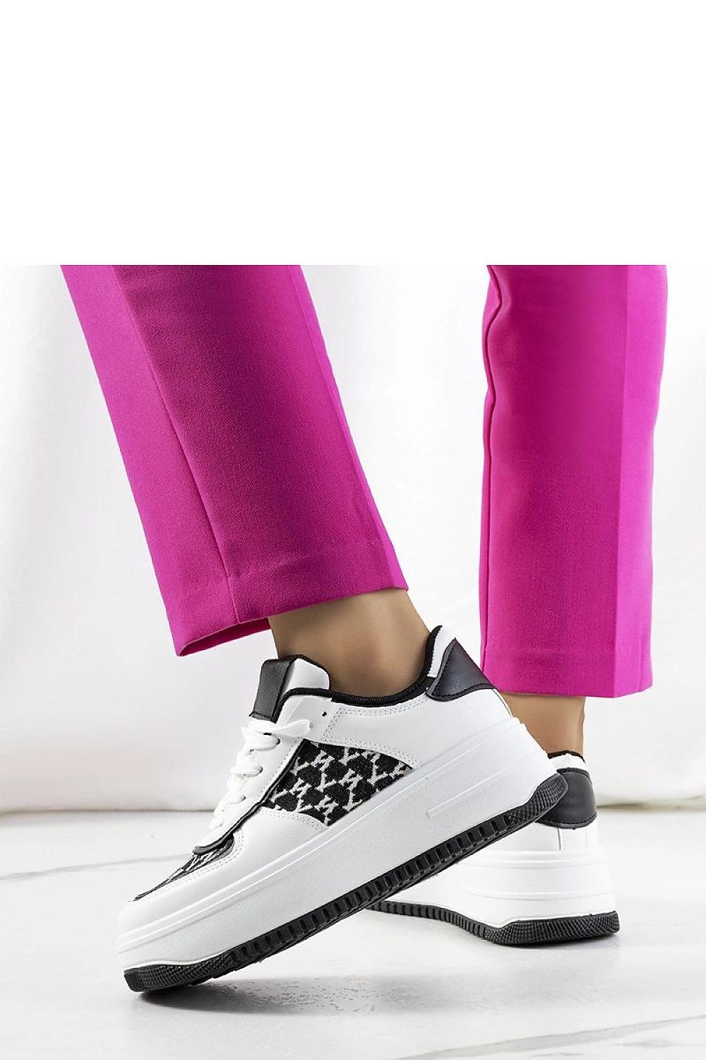 white lace sneakers detail view