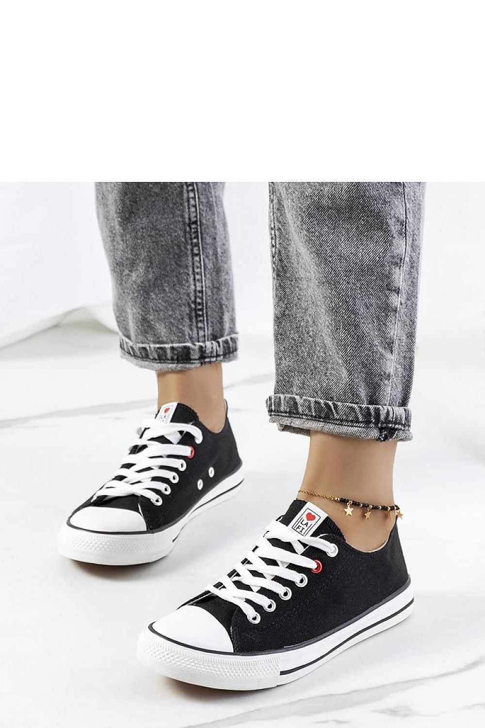 black lace sneakers front view