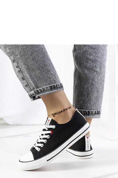 black lace sneakers detail view