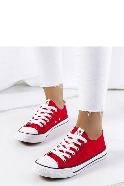red lace sneakers front view
