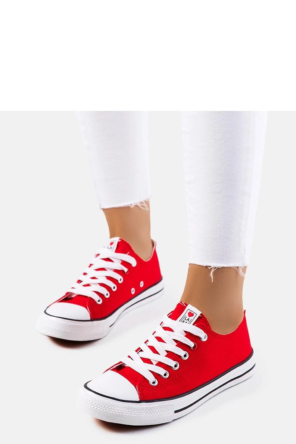 red lace sneakers back view