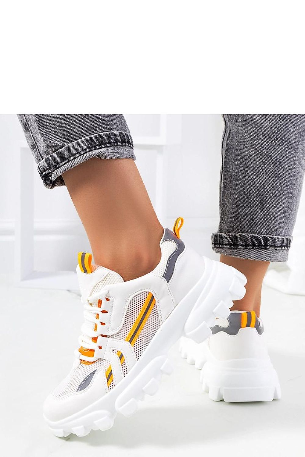 white lace sneakers back view