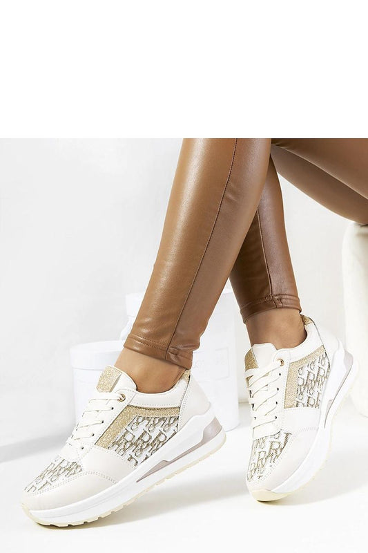beige lace sneakers front view