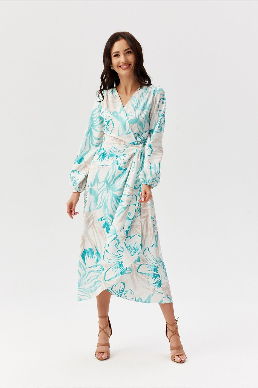 multicolor wrap flared day dress view 12