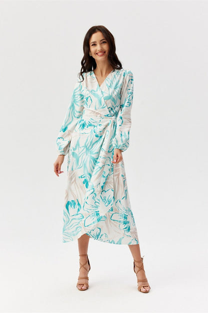 multicolor wrap flared day dress view 12