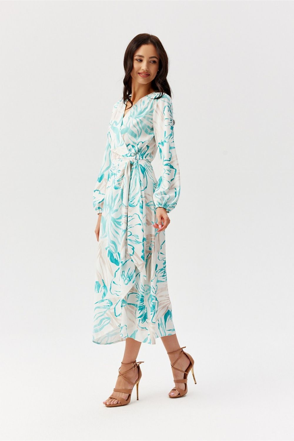 multicolor wrap flared day dress view 13