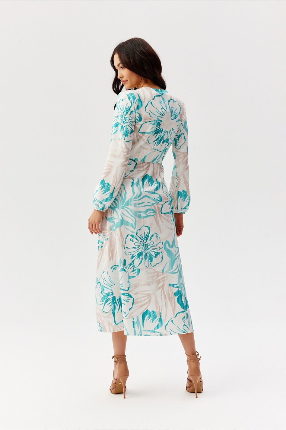 multicolor wrap flared day dress view 14