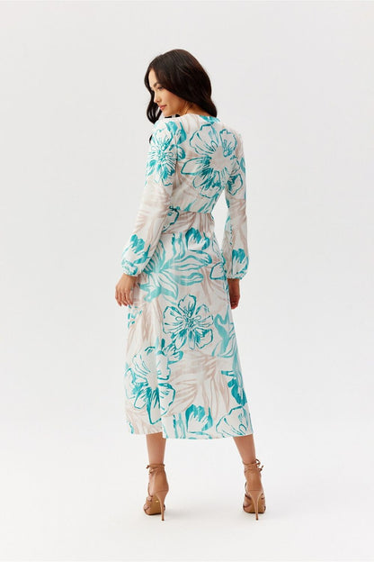 multicolor wrap flared day dress view 14