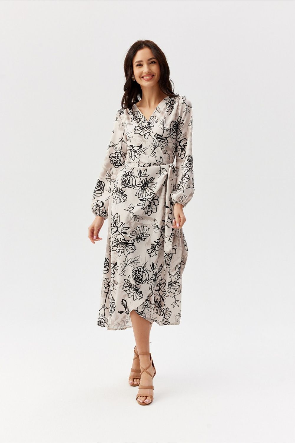 multicolor wrap flared day dress view 15