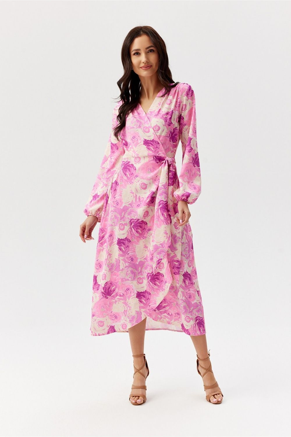 multicolor wrap flared day dress view 18