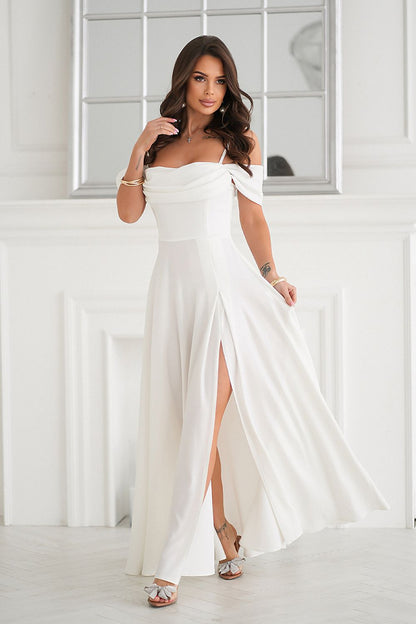 beige long dress alternate angle