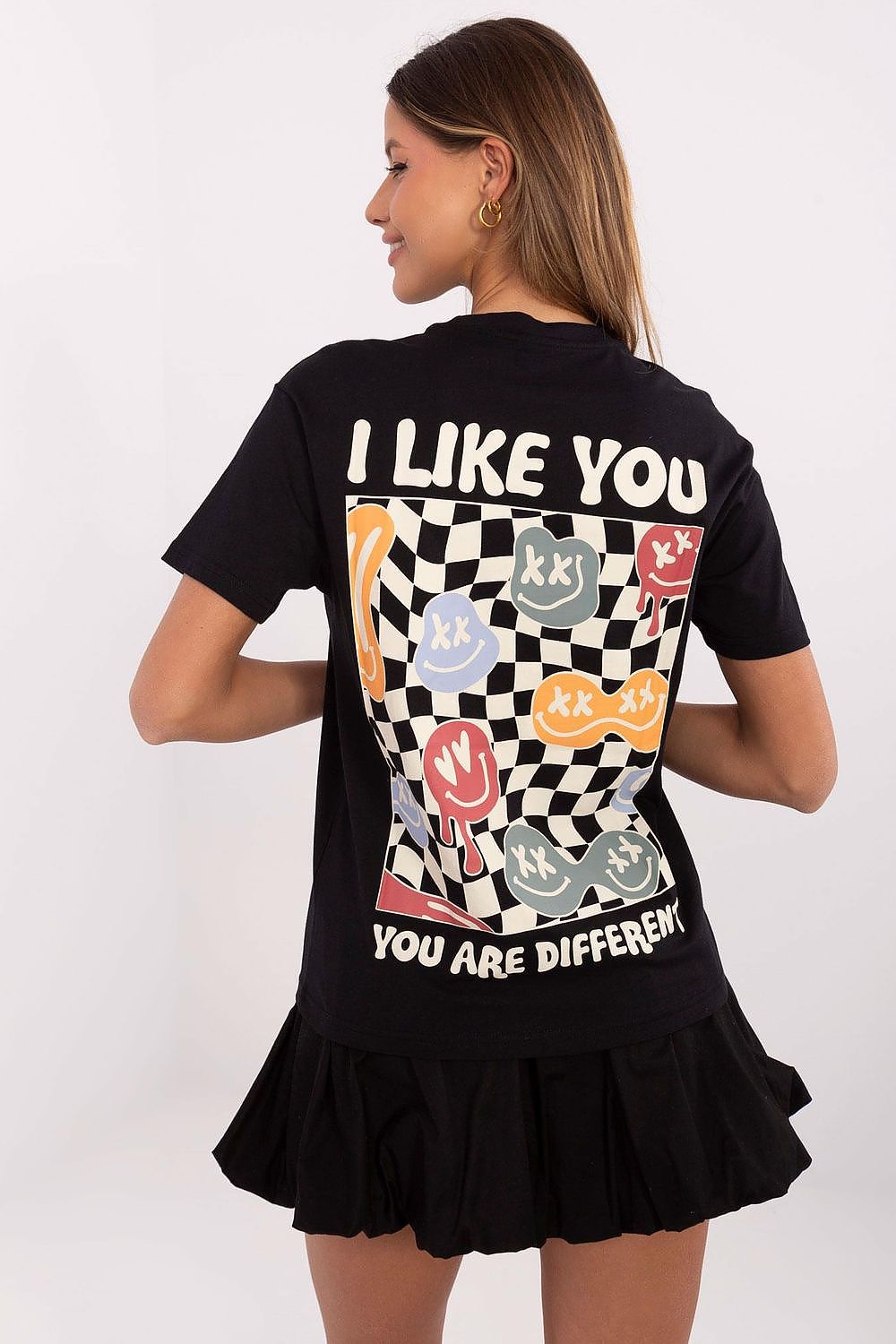 Women's Grey and White T-shirt side view