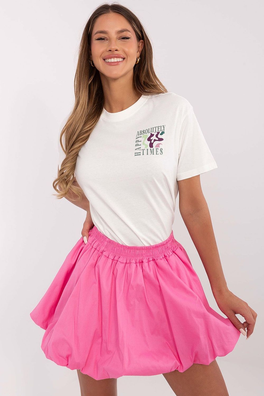 Women's White and Beige T-shirt front view