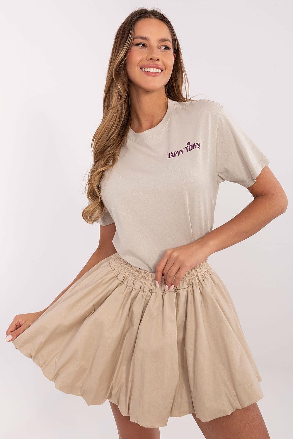 Women's White and Beige T-shirt back view
