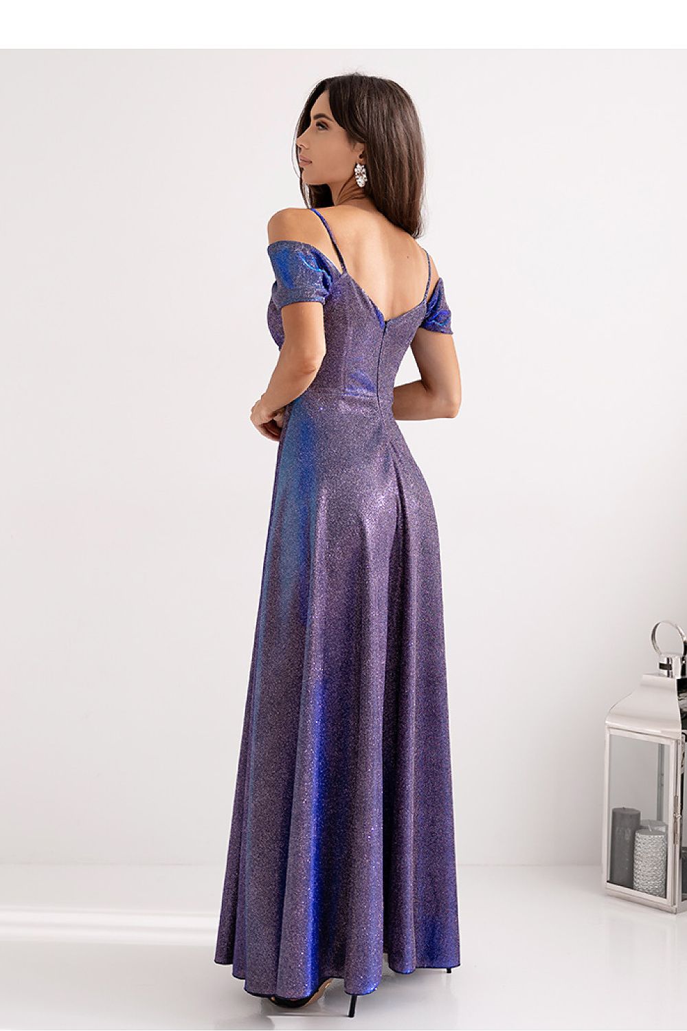 pink wrap flared long dress view 8
