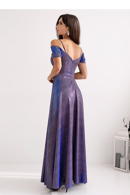 pink wrap flared long dress view 8
