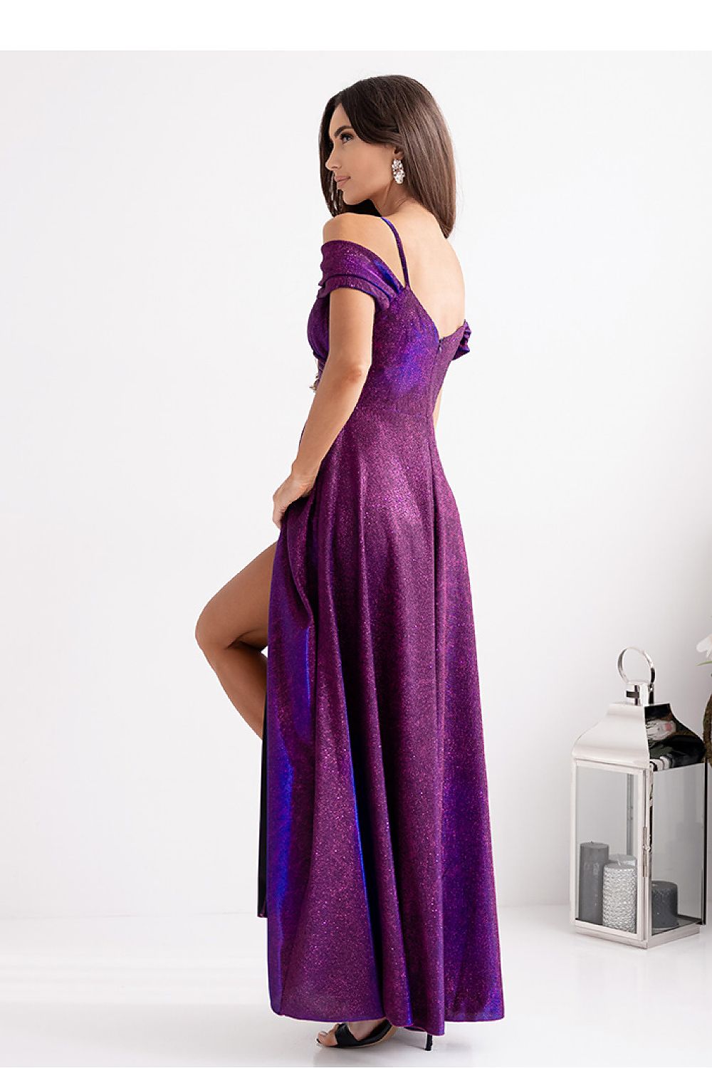 pink wrap flared long dress view 11
