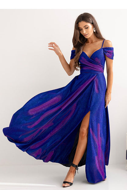 pink wrap flared long dress view 12