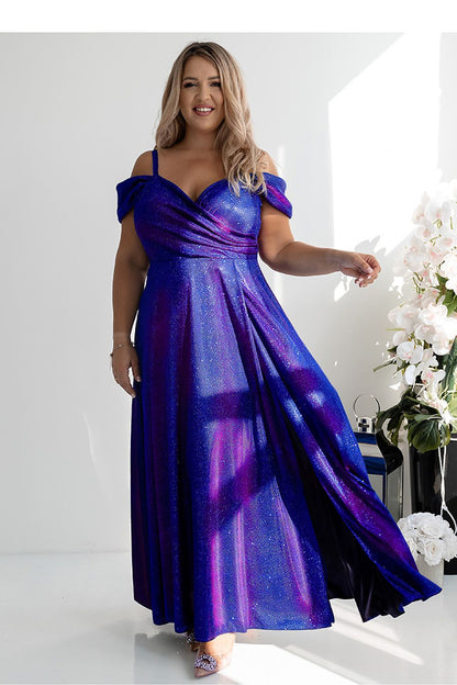 pink wrap flared long dress view 13