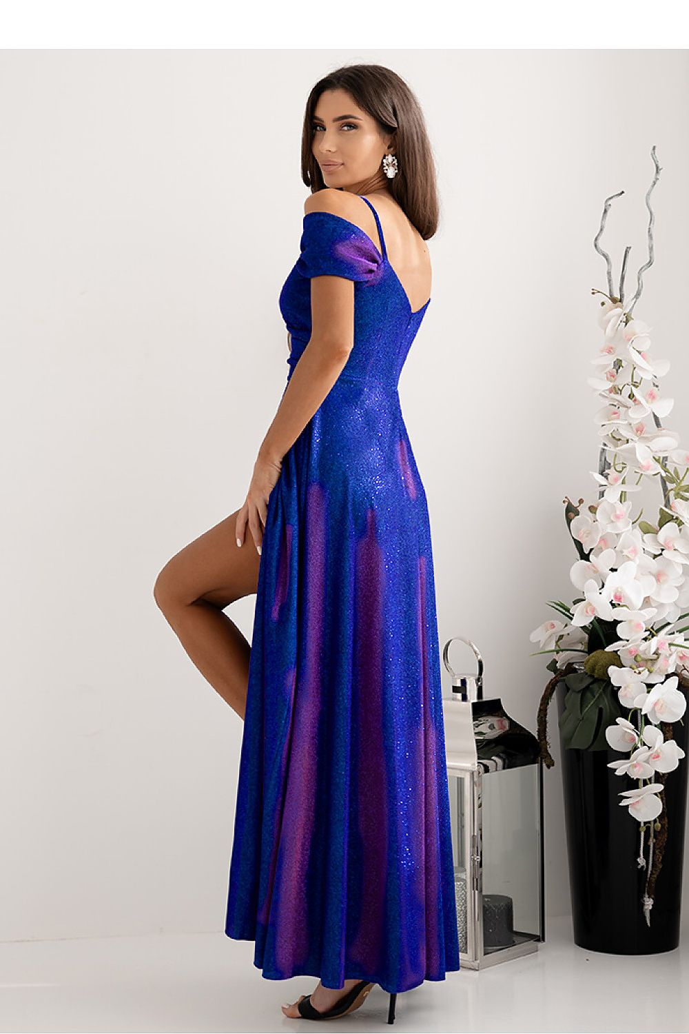 pink wrap flared long dress view 14