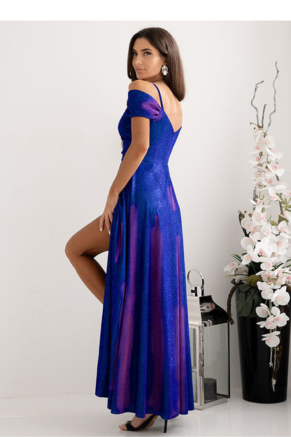 pink wrap flared long dress view 14
