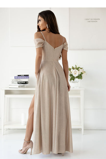 pink wrap flared long dress view 20