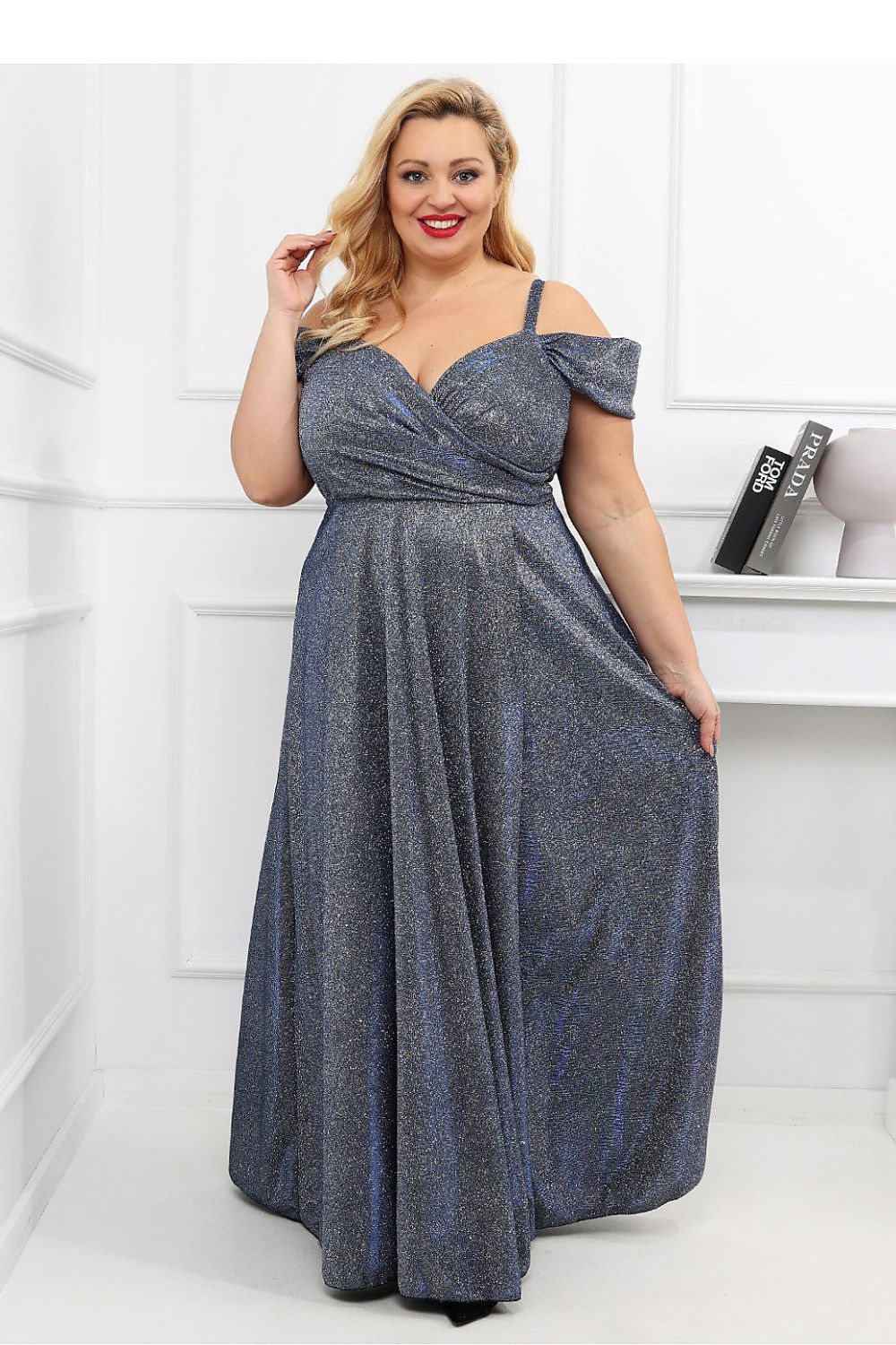 pink wrap flared long dress view 24