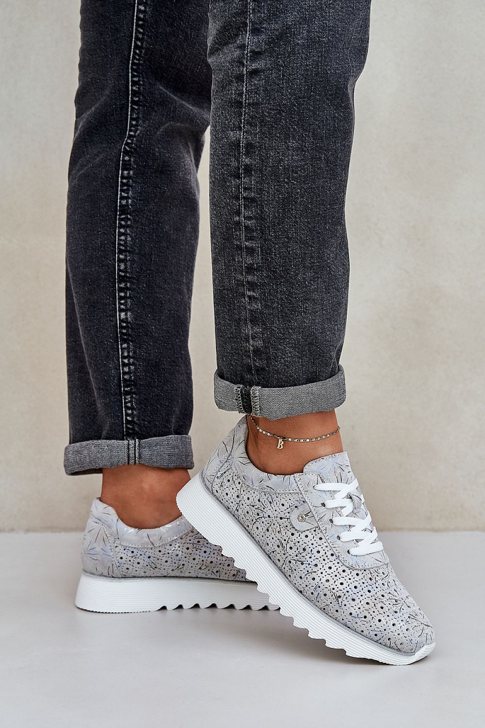 grey sequin sport shoes detail view