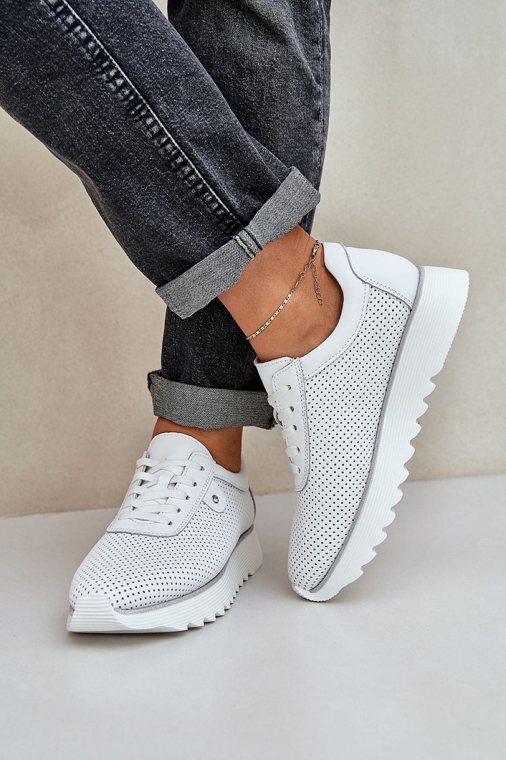 white sequin sport shoes detail view