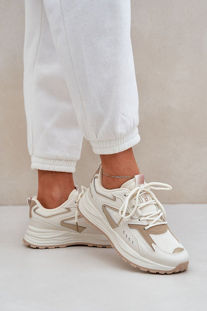 beige sport shoes front view