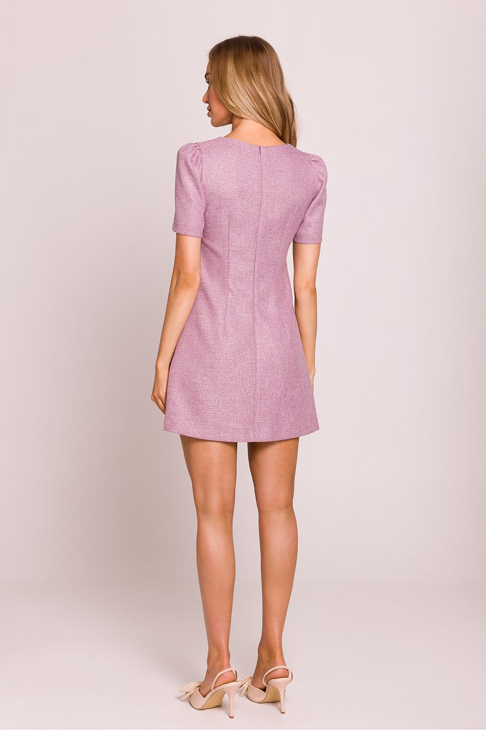 pink lace mini day dress detail view