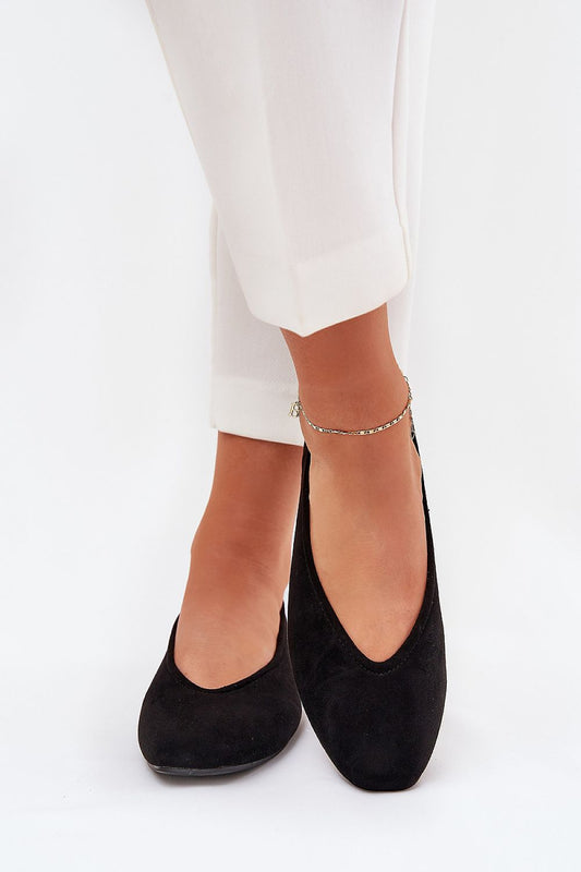 black ballet flats front view