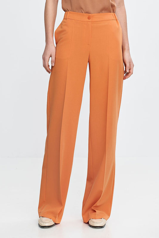 orange vivid orange women's wide leg trousers with comfortable fit and elegant details front view