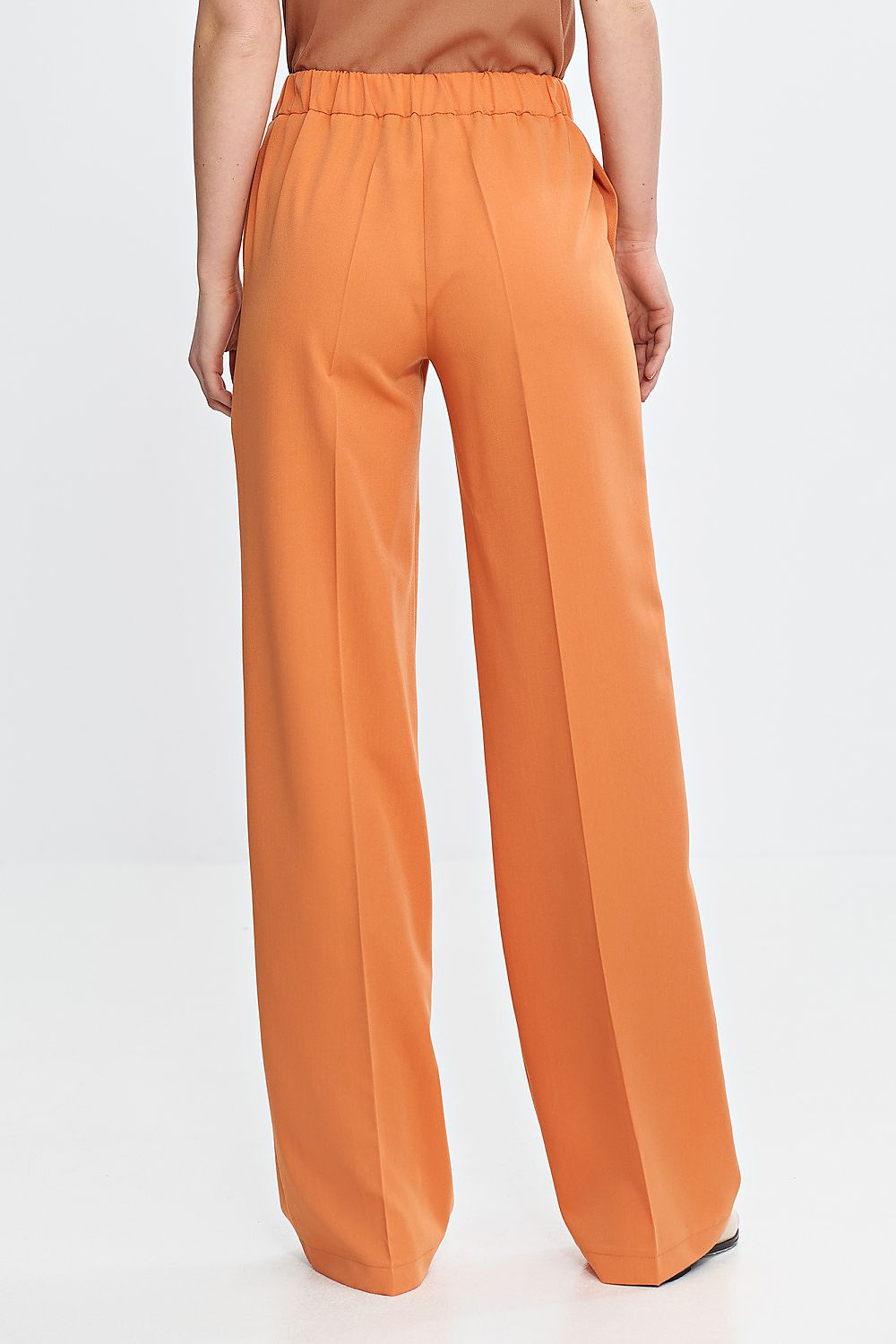 orange vivid orange women's wide leg trousers with comfortable fit and elegant details detail view