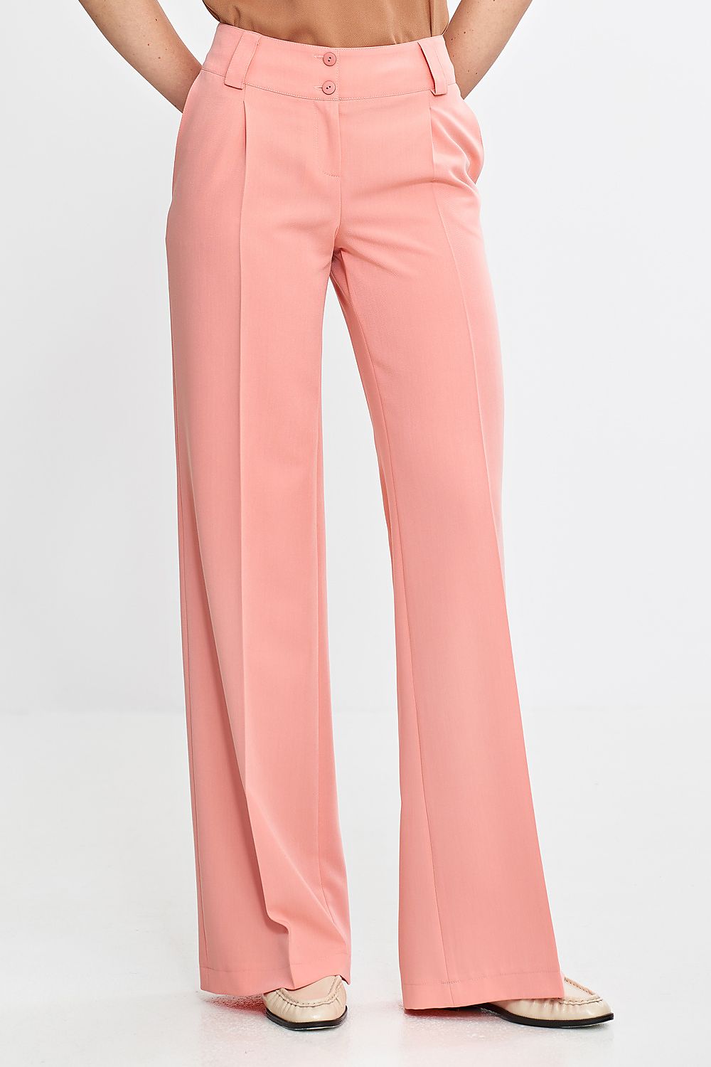 pink belted vivid pink belted trousers for women - elegant wide-leg design & comfortable fit front view