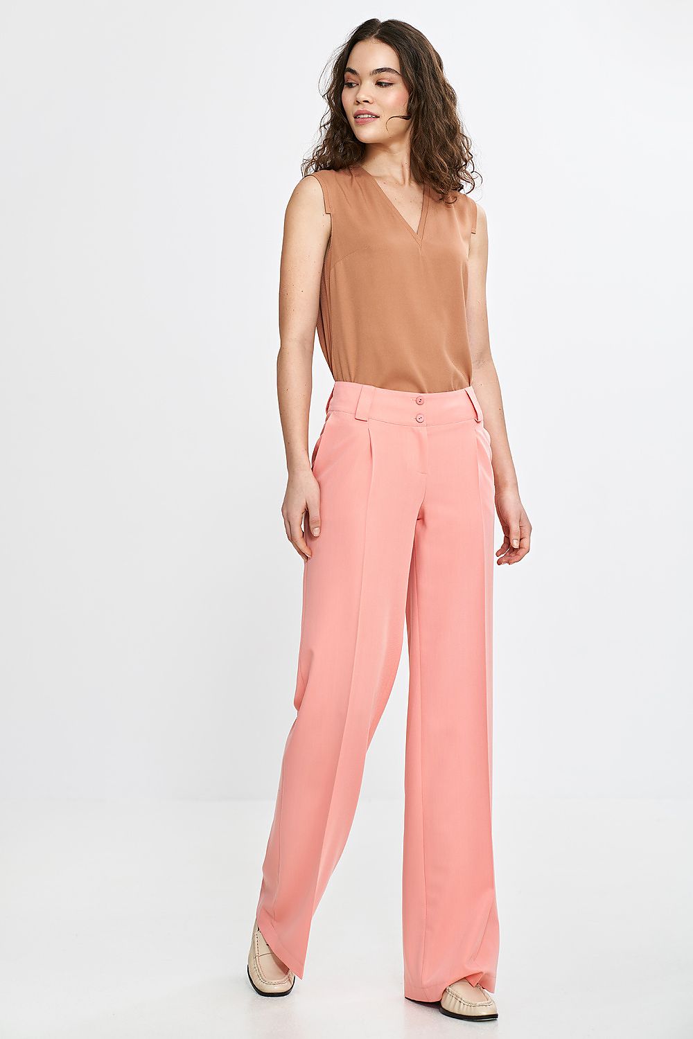 pink belted vivid pink belted trousers for women - elegant wide-leg design & comfortable fit alternate angle