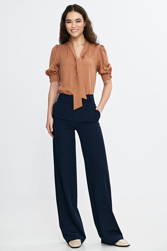 navy blue belted chic navy blue belted trousers for elegant & casual looks front view