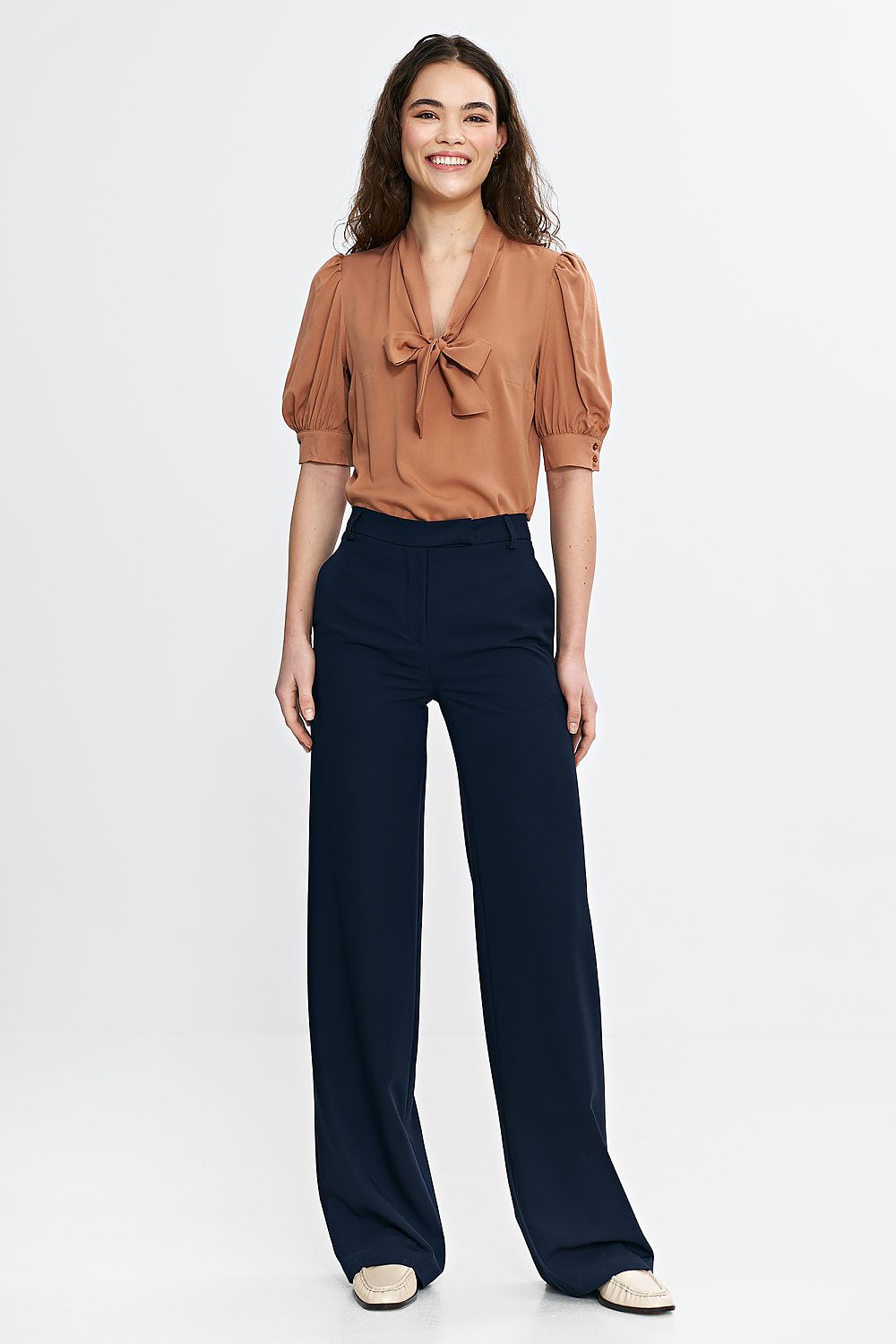 navy blue belted chic navy blue belted trousers for elegant & casual looks alternate angle