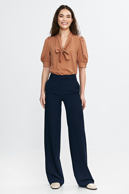 navy blue belted chic navy blue belted trousers for elegant & casual looks alternate angle