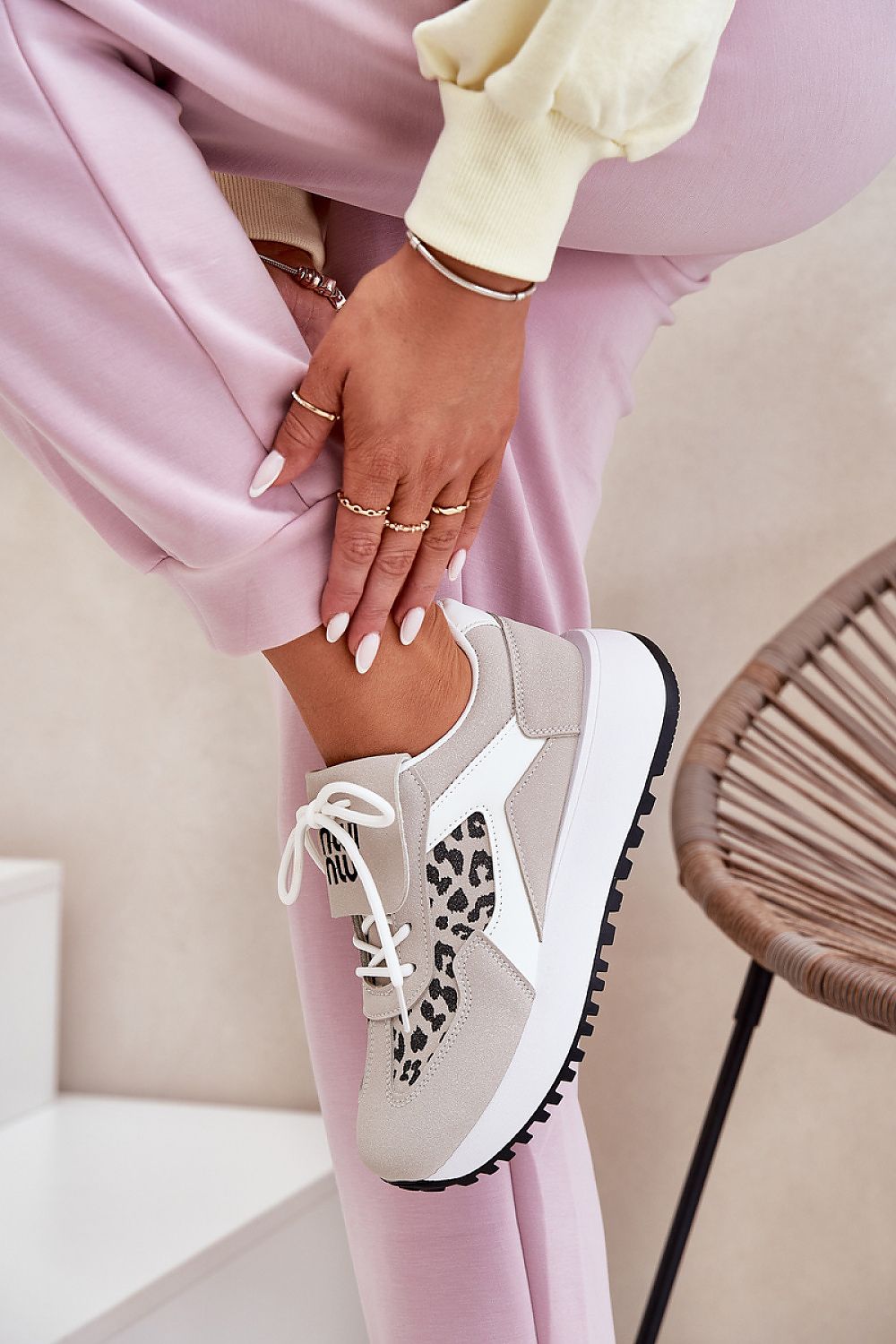 beige sport shoes view 6