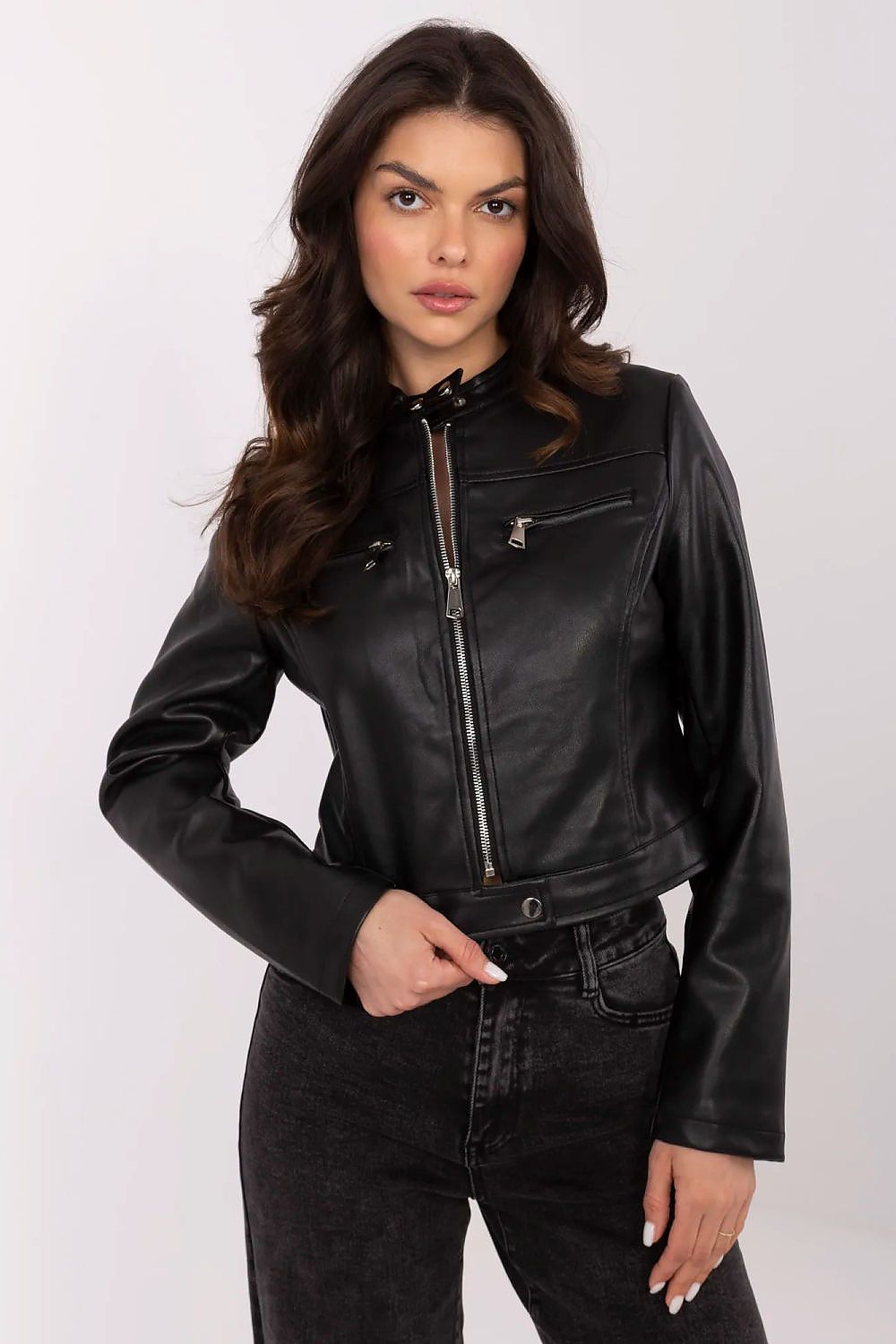 black long sleeve jacket front view