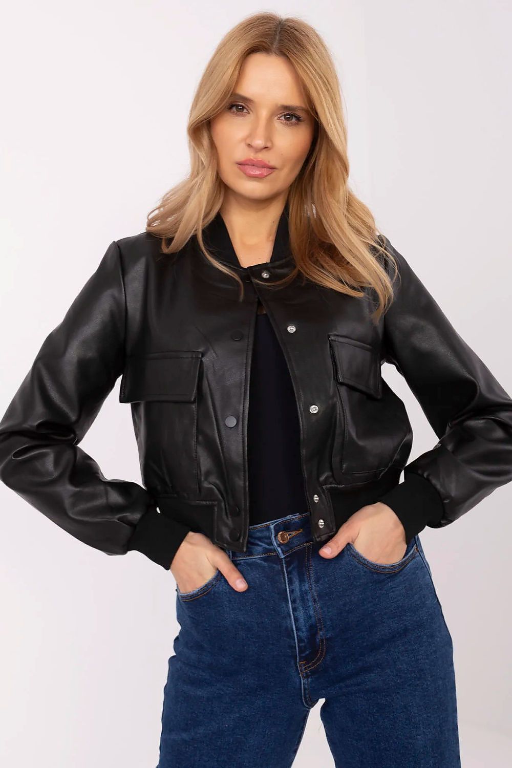 black long sleeve jacket front view