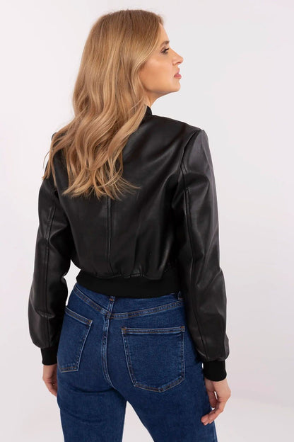 black long sleeve jacket detail view