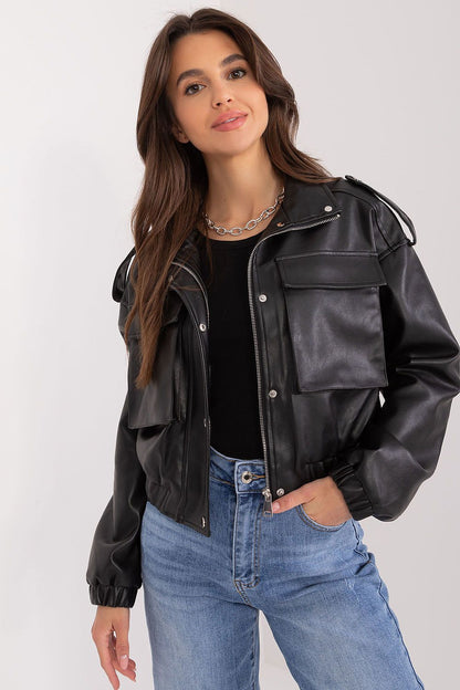black long sleeve jacket front view